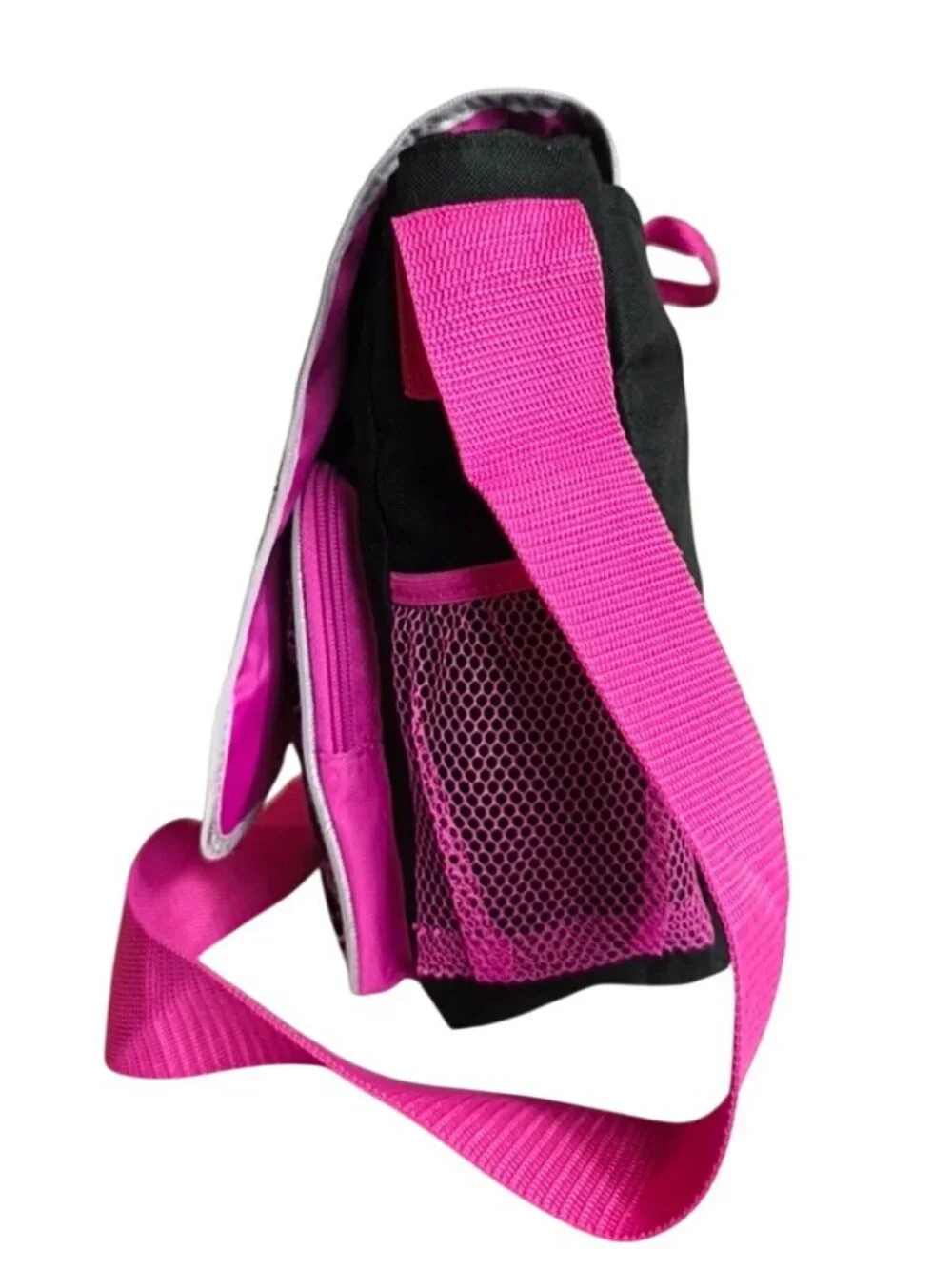 Hello Kitty School Messenger Bag Big Face Adjust Pink Strap Multi Compartments